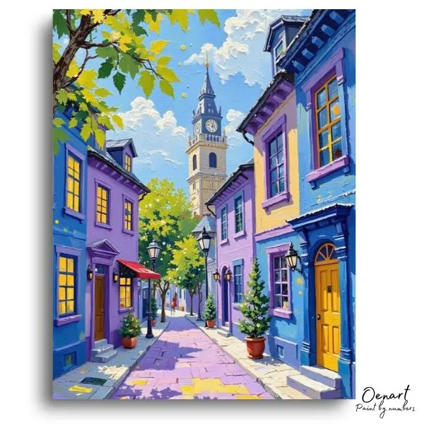 Vibrant European Street Scene - Paint by Numbers Kit