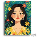 Vibrant Floral Girl Portrait - Paint by Numbers Kit