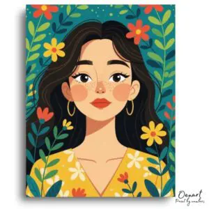 Vibrant Floral Girl Portrait - Paint by Numbers Kit