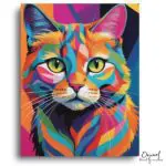 Vibrant Geometric Cat Portrait - Paint by Numbers Kit