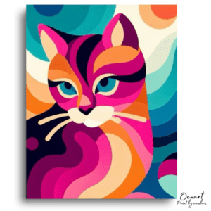 Vibrant Geometric Cat Portrait - Paint by Numbers Kit