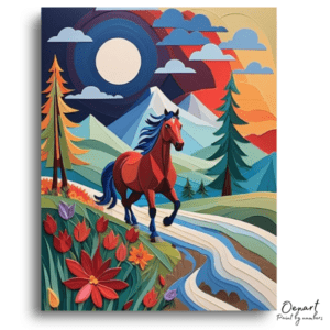 Vibrant Horse Mountain Escape - Paint by Numbers Kit