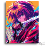 Vibrant Katana Warrior Pop Art - Paint by Numbers Kit