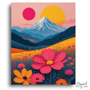 Vibrant Mountain Floral Sunset - Paint by Numbers Kit
