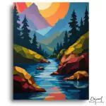 Vibrant Mountain River Sunset - Paint by Numbers Kit