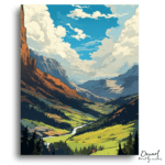 Vibrant Mountain Valley Escape - Paint by Numbers Kit