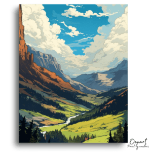 Vibrant Mountain Valley Escape - Paint by Numbers Kit
