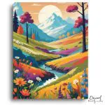 Vibrant Mountain Valley River - Paint by Numbers Kit