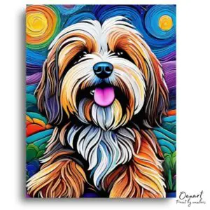 Vibrant Pup in Starry Style - Paint by Numbers Kit