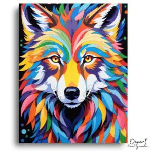 Vibrant Rainbow Wolf Art - Paint by Numbers Kit