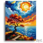 Vibrant Seaside Sunset Tree - Paint by Numbers Kit