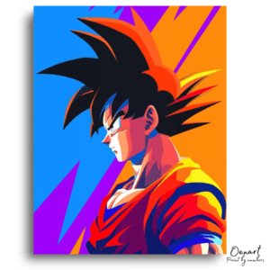Vibrant Spiky-Haired Warrior Portrait - Paint by Numbers Kit