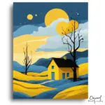 Vibrant Sunset Countryside Home - Paint by Numbers Kit