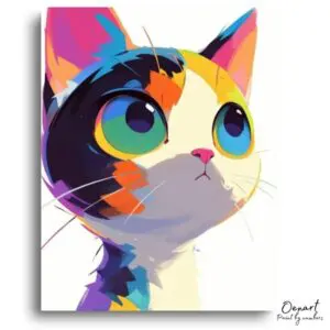 Whimsical Rainbow Cat Stare - Paint by Numbers Kit