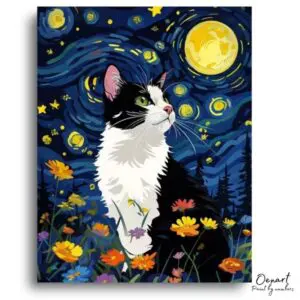 Whiskers Under Van Gogh Sky - Paint by Numbers Kit