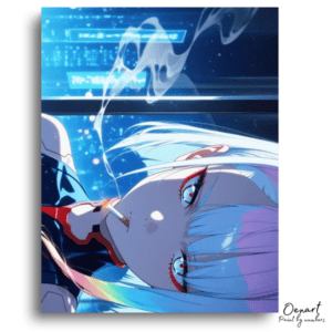 White Haired Girl Smoking Cyberpunk - Paint by Numbers Kit