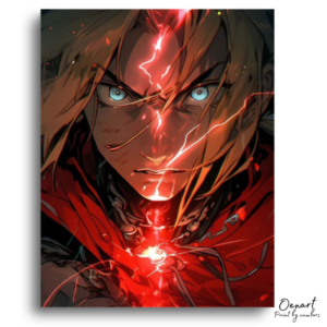 Blonde Warrior with Red Lightning - Paint by Numbers Kit
