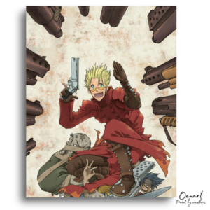 Cheerful Blond Gunman Amidst Weapons - Paint by Numbers Kit