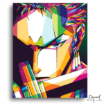 Colorful Swordsman's Intense Gaze - Paint by Numbers Kit