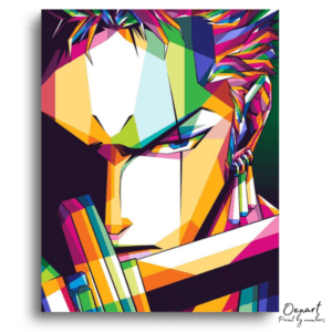 Colorful Swordsman's Intense Gaze - Paint by Numbers Kit