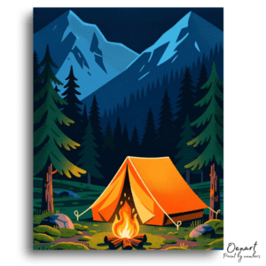 Cozy Mountain Campfire Night - Paint by Numbers Kit
