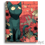 Curious Cat in Bloom - Paint by Numbers Kit