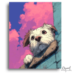 Curious Pup Under Pink Sky - Paint by Numbers Kit