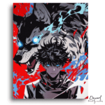 Dark Warrior and Azure Wolf - Paint by Numbers Kit