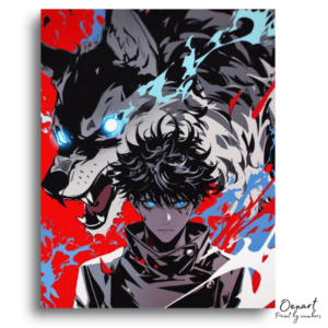 Dark Warrior and Azure Wolf - Paint by Numbers Kit
