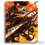 Determined Swordsman in Orange Hues - Paint by Numbers Kit