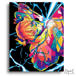 Dynamic Warrior With Electric Blade - Paint by Numbers Kit