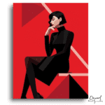 Elegant Woman in Red - Paint by Numbers Kit