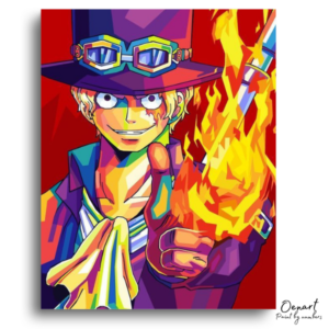 Energetic Flame Wielder Hero - Paint by Numbers Kit