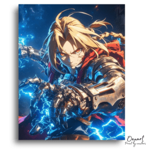 Fierce Automail Warrior with Lightning - Paint by Numbers Kit