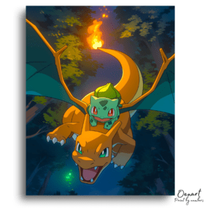Fiery Dragon, Leafy Friend Flight - Paint by Numbers Kit