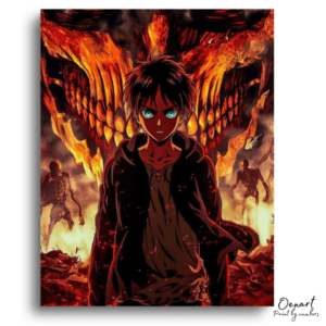 Green-Eyed Hero Amidst Flames - Paint by Numbers Kit