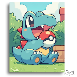 Happy Blue Creature With Red Ball - Paint by Numbers Kit
