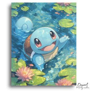Happy Blue Turtle Water Lily - Paint by Numbers Kit