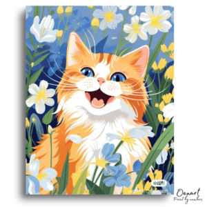 Joyful Cat in Blooming Garden - Paint by Numbers Kit