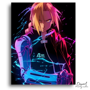 Neon Warrior With Intense Gaze - Paint by Numbers Kit