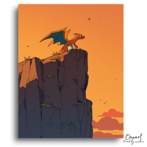 Orange Dragon on Cliff's Edge - Paint by Numbers Kit