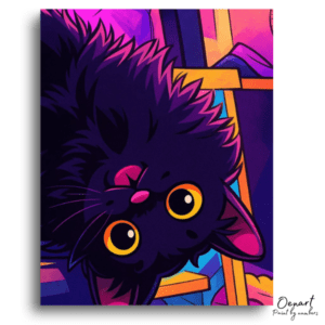 Playful Neon Black Cat - Paint by Numbers Kit