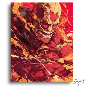 Raging Muscled Giant in Flames - Paint by Numbers Kit