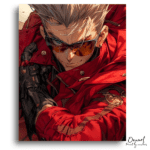 Red-Coated Cyberpunk Gaze - Paint by Numbers Kit