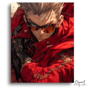 Red-Coated Cyberpunk Gaze - Paint by Numbers Kit