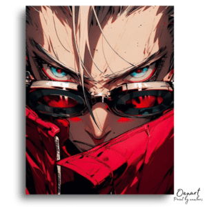Red Goggles Intense Anime Gaze - Paint by Numbers Kit