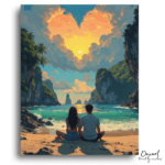 Romantic Beach Sunset Heart - Paint by Numbers Kit