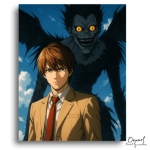 Serious Man and Winged Demon - Paint by Numbers Kit