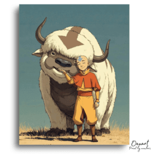 Smiling Boy and Fluffy Beast - Paint by Numbers Kit