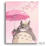Smiling Forest Spirit Pink Umbrella - Paint by Numbers Kit
